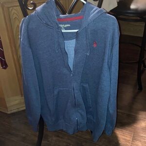 U.S. Polo Assn. Navy Blue Zip Hoodie with Red Logo